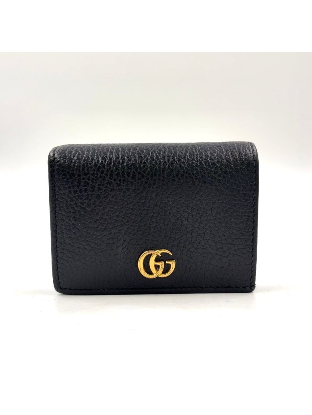 Gucci Petit Marmont GG Bifold Wallet Compact Leather Black Gold